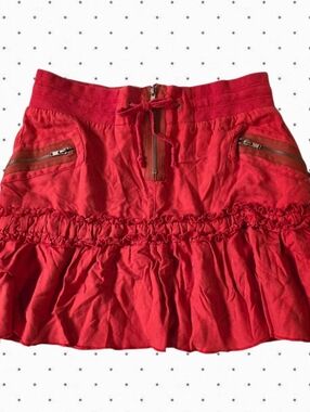 Da-nang Silk Cargo Skirt Orange Red